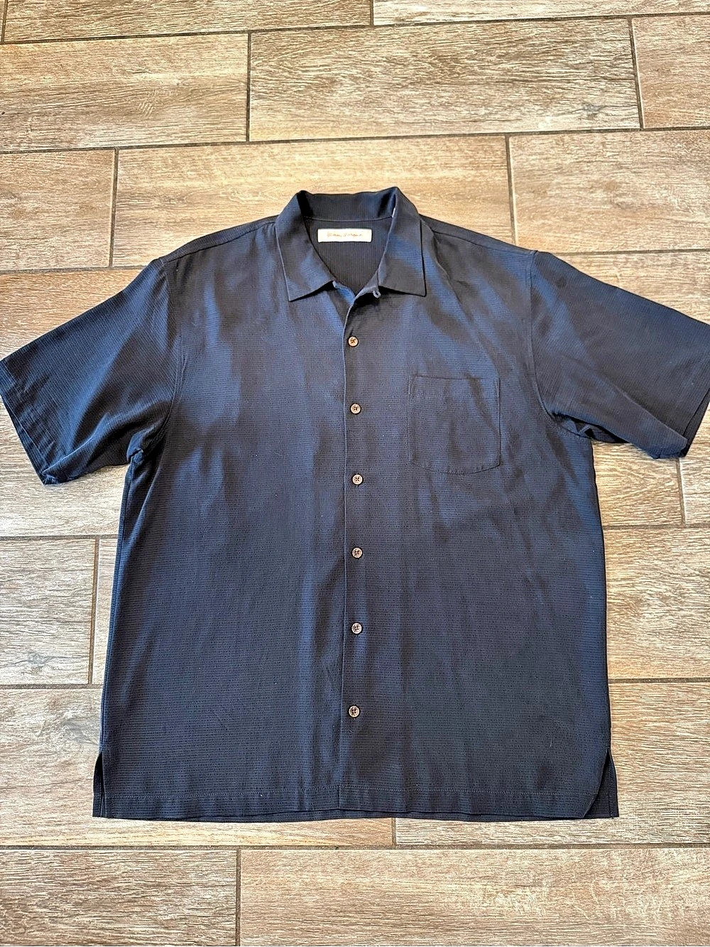 Tommy Bahama 100% Silk Camp Shirt Short Sleeve Black Large
